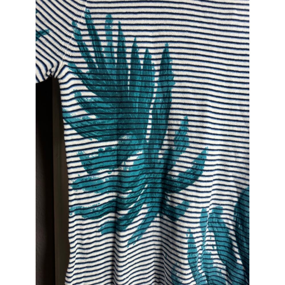 NIC + ZOE Leaving Lines Top NWT $148 SS Linen Blend Blue Teal Size L - Picture 7 of 9